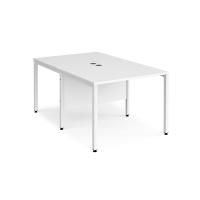 Maestro 25 back to back straight desks 1000mm x 1600mm - white bench leg frame, white top