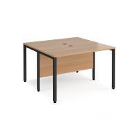 Maestro 25 back to back straight desks 1200mm x 1200mm - black bench leg frame, beech top