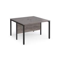 Maestro 25 back to back straight desks 1200mm x 1200mm - black bench leg frame, grey oak top