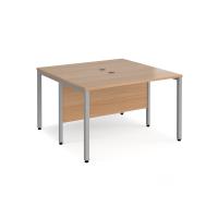 Maestro 25 back to back straight desks 1200mm x 1200mm - silver bench leg frame, beech top