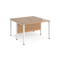 Maestro 25 back to back straight desks 1200mm x 1200mm - white bench leg frame, beech top