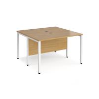 Maestro 25 back to back straight desks 1200mm x 1200mm - white bench leg frame, oak top