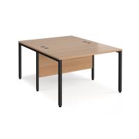 Maestro 25 back to back straight desks 1200mm x 1600mm - black bench leg frame, beech top