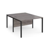 Maestro 25 back to back straight desks 1200mm x 1600mm - black bench leg frame, grey oak top