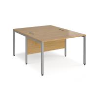 Maestro 25 back to back straight desks 1200mm x 1600mm - silver bench leg frame, oak top