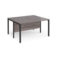 Maestro 25 back to back straight desks 1400mm x 1200mm - black bench leg frame, grey oak top