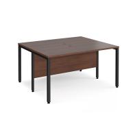 Maestro 25 back to back straight desks 1400mm x 1200mm - black bench leg frame, walnut top