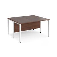 Maestro 25 back to back straight desks 1400mm x 1200mm - white bench leg frame, walnut top