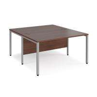Maestro 25 back to back straight desks 1400mm x 1600mm - silver bench leg frame, walnut top