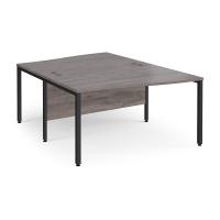 Maestro 25 back to back wave desks 1400mm deep - black bench leg frame, grey oak top