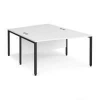 Maestro 25 back to back wave desks 1400mm deep - black bench leg frame, white top