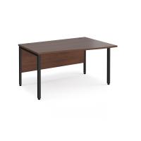 Maestro 25 right hand wave desk 1400mm wide - black bench leg frame, walnut top