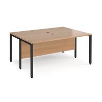 Maestro 25 back to back straight desks 1600mm x 1200mm - black bench leg frame, beech top