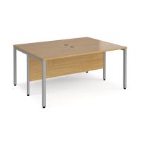 Maestro 25 back to back straight desks 1600mm x 1200mm - silver bench leg frame, oak top