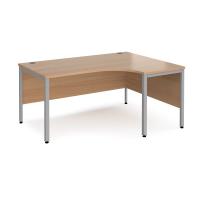Maestro 25 right hand ergonomic desk 1600mm wide - silver bench leg frame, beech top