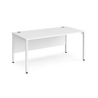 Maestro 25 straight desk 1600mm x 800mm - white bench leg frame, white top