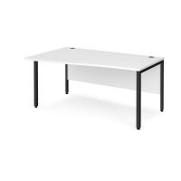 Maestro 25 left hand wave desk 1600mm wide - black bench leg frame, white top