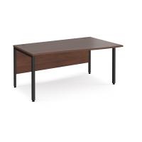 Maestro 25 right hand wave desk 1600mm wide - black bench leg frame, walnut top