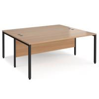 Maestro 25 back to back straight desks 1800mm x 1600mm - black bench leg frame, beech top