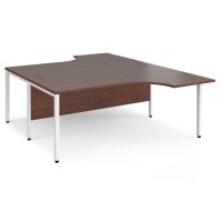 Maestro 25 back to back ergonomic desks 1800mm deep - white bench leg frame, walnut top