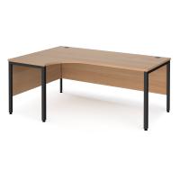 Maestro 25 left hand ergonomic desk 1800mm wide - black bench leg frame, beech top