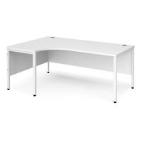 Maestro 25 left hand ergonomic desk 1800mm wide - white bench leg frame, white top