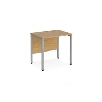 Maestro 25 straight desk 800mm x 600mm - silver bench leg frame, oak top