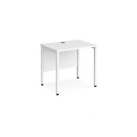 Maestro 25 straight desk 800mm x 600mm - white bench leg frame, white top