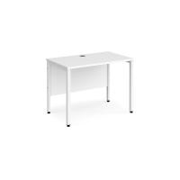 Maestro 25 straight desk 1000mm x 600mm - white bench leg frame, white top