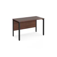 Maestro 25 straight desk 1200mm x 600mm - black bench leg frame, walnut top