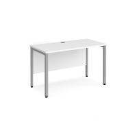 Maestro 25 straight desk 1200mm x 600mm - silver bench leg frame, white top