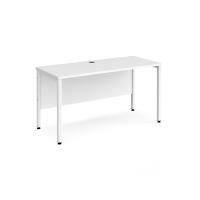 Maestro 25 straight desk 1400mm x 600mm - white bench leg frame, white top