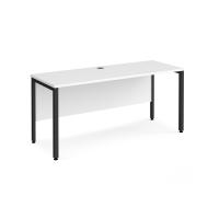 Maestro 25 straight desk 1600mm x 600mm - black bench leg frame, white top