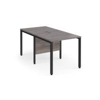 Maestro 25 back to back straight desks 800mm x 1600mm - black bench leg frame, grey oak top