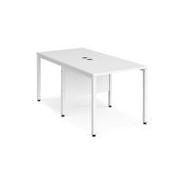 Maestro 25 back to back straight desks 800mm x 1600mm - white bench leg frame, white top