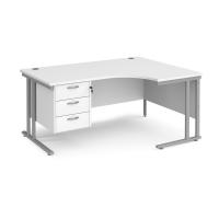 Maestro 25 cantilever right hand ergonomic desk with 3 drawer ped