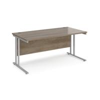 Maestro 25 straight desk 1600mm x 800mm - silver cantilever leg frame, Nebraska oak top
