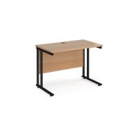 Maestro 25 straight desk 1000mm x 600mm - black cantilever leg frame, beech top
