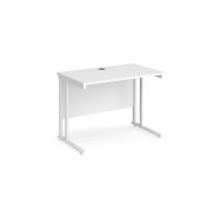 Maestro 25 straight desk 1000mm x 600mm - white cantilever leg frame, white top