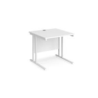 Maestro 25 straight desk 800mm x 800mm - white cantilever leg frame, white top