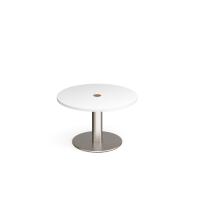 Monza circular coffee table 800mm with central circular cutout 80mm - white