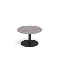 Monza circular coffee table with flat round black base 800mm - grey oak