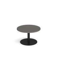 Monza circular coffee table with flat round black base 800mm - Onyx Grey