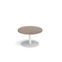 Monza circular coffee table with flat round white base 800mm - barcelona walnut