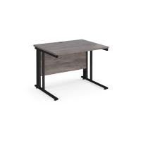 Maestro 25 straight desk 1000mm x 800mm - black cable managed leg frame, grey oak top