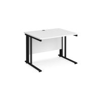 Maestro 25 straight desk 1000mm x 800mm - black cable managed leg frame, white top
