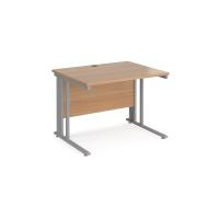 Maestro 25 straight desk 1000mm x 800mm - silver cable managed leg frame, beech top