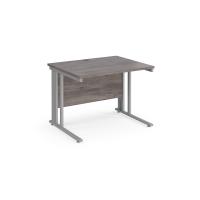 Maestro 25 straight desk 1000mm x 800mm - silver cable managed leg frame, grey oak top