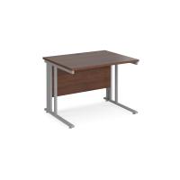 Maestro 25 straight desk 1000mm x 800mm - silver cable managed leg frame, walnut top