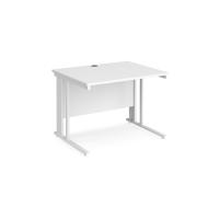 Maestro 25 straight desk 1000mm x 800mm - white cable managed leg frame, white top